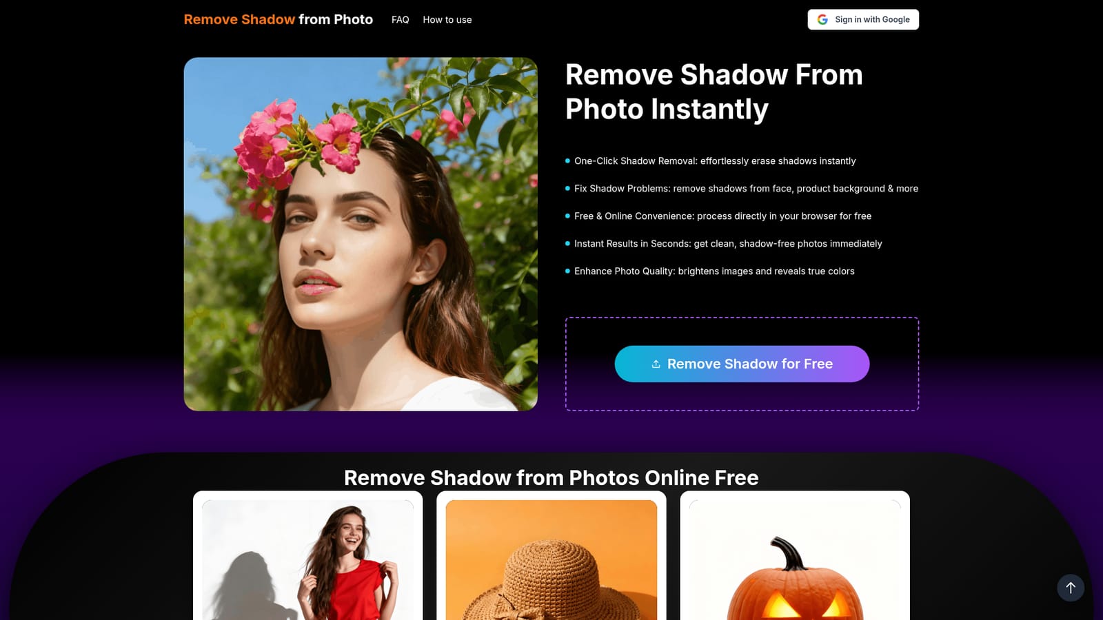 Remove Shadow From Photo — Open the tool and upload a photo