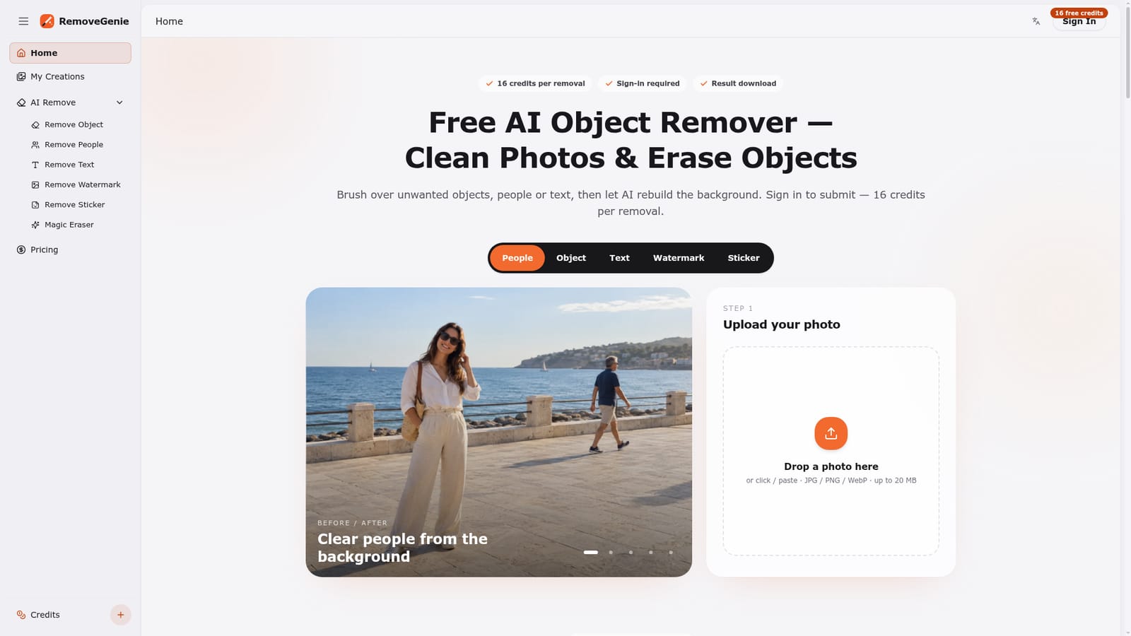RemoveGenie — Upload a photo