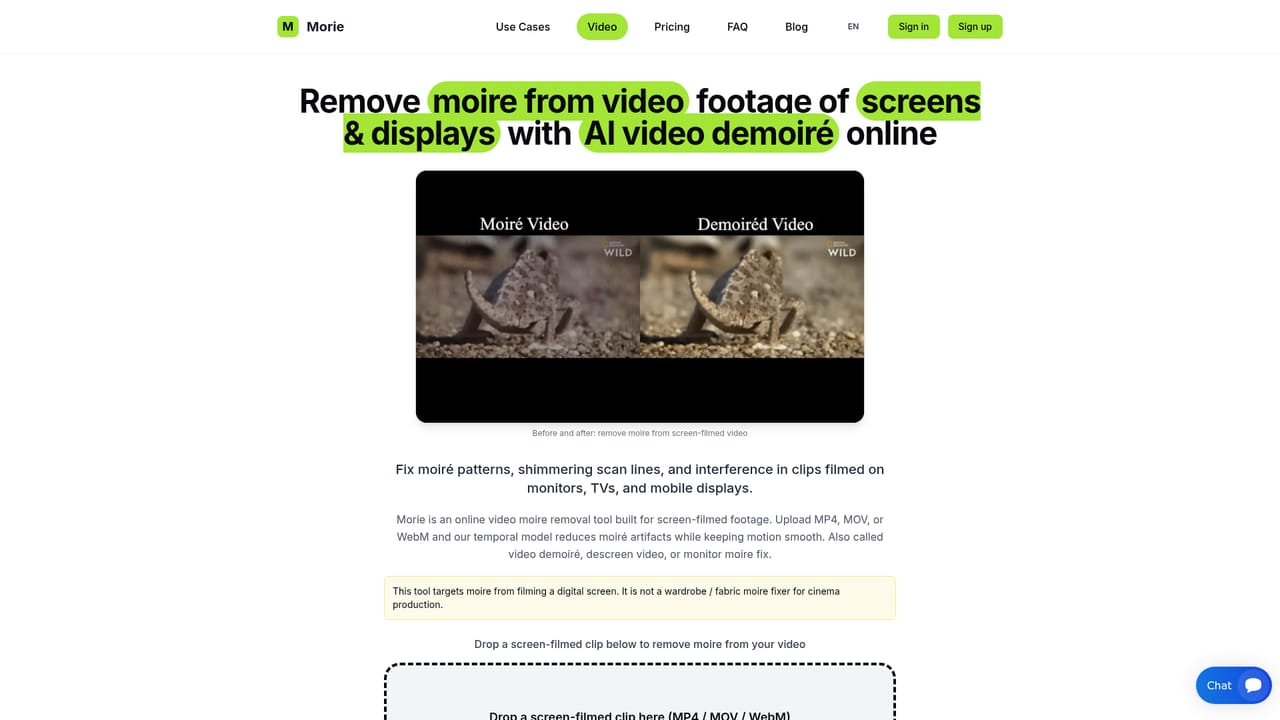RemoveMoire.com — Handle screen footage
