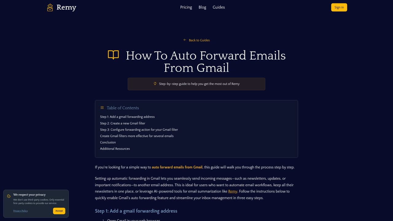 Remy — Forward existing newsletters