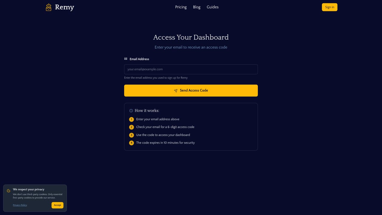 Remy — Adjust settings in the dashboard