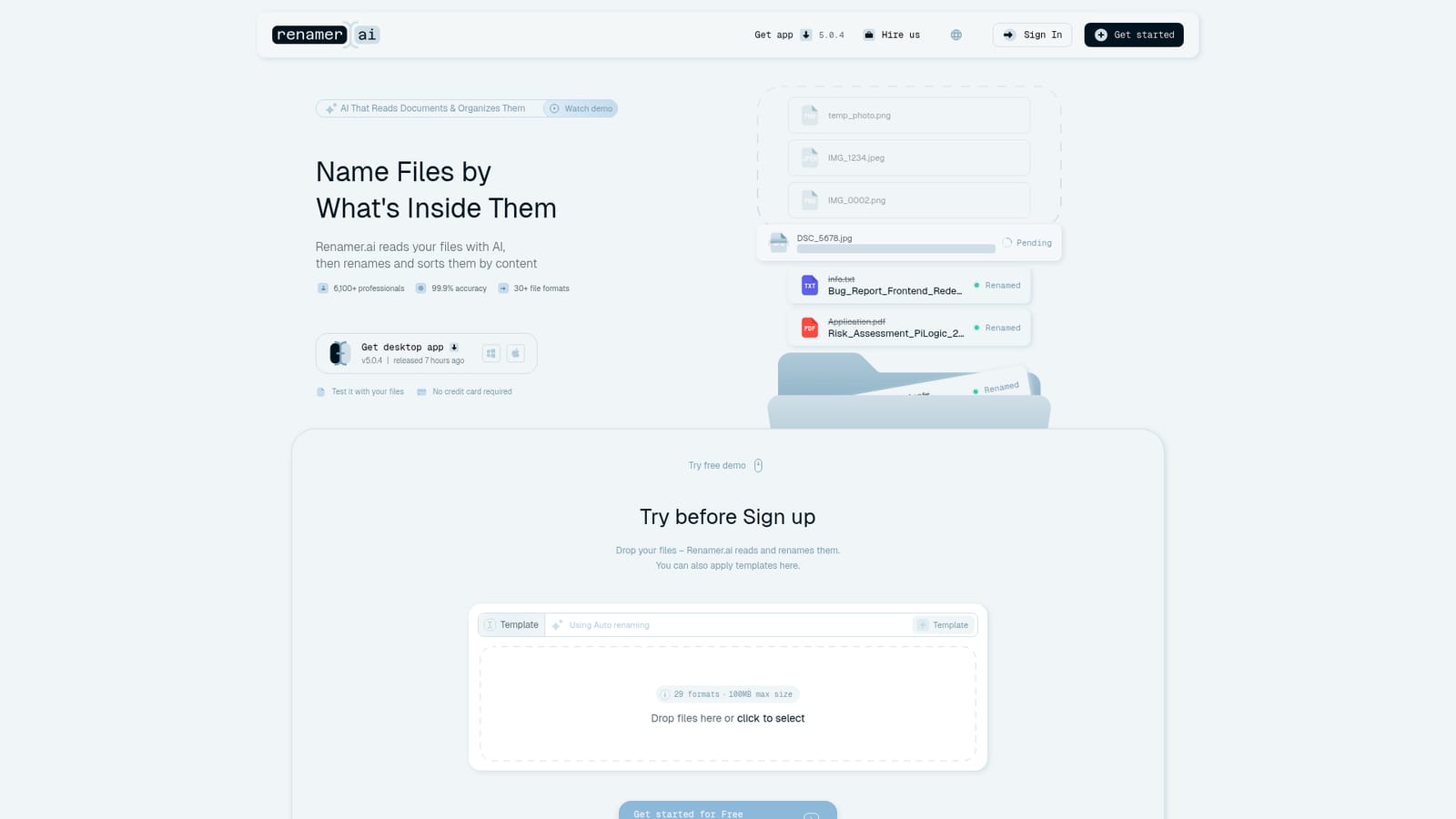 Renamer.ai — Try the demo before signing up