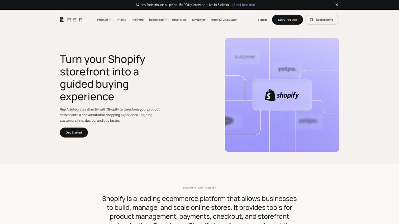 Rep AI — Start the free trial and connect your store