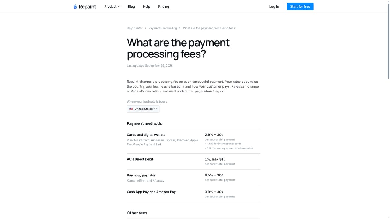 Repaint — Set up payments