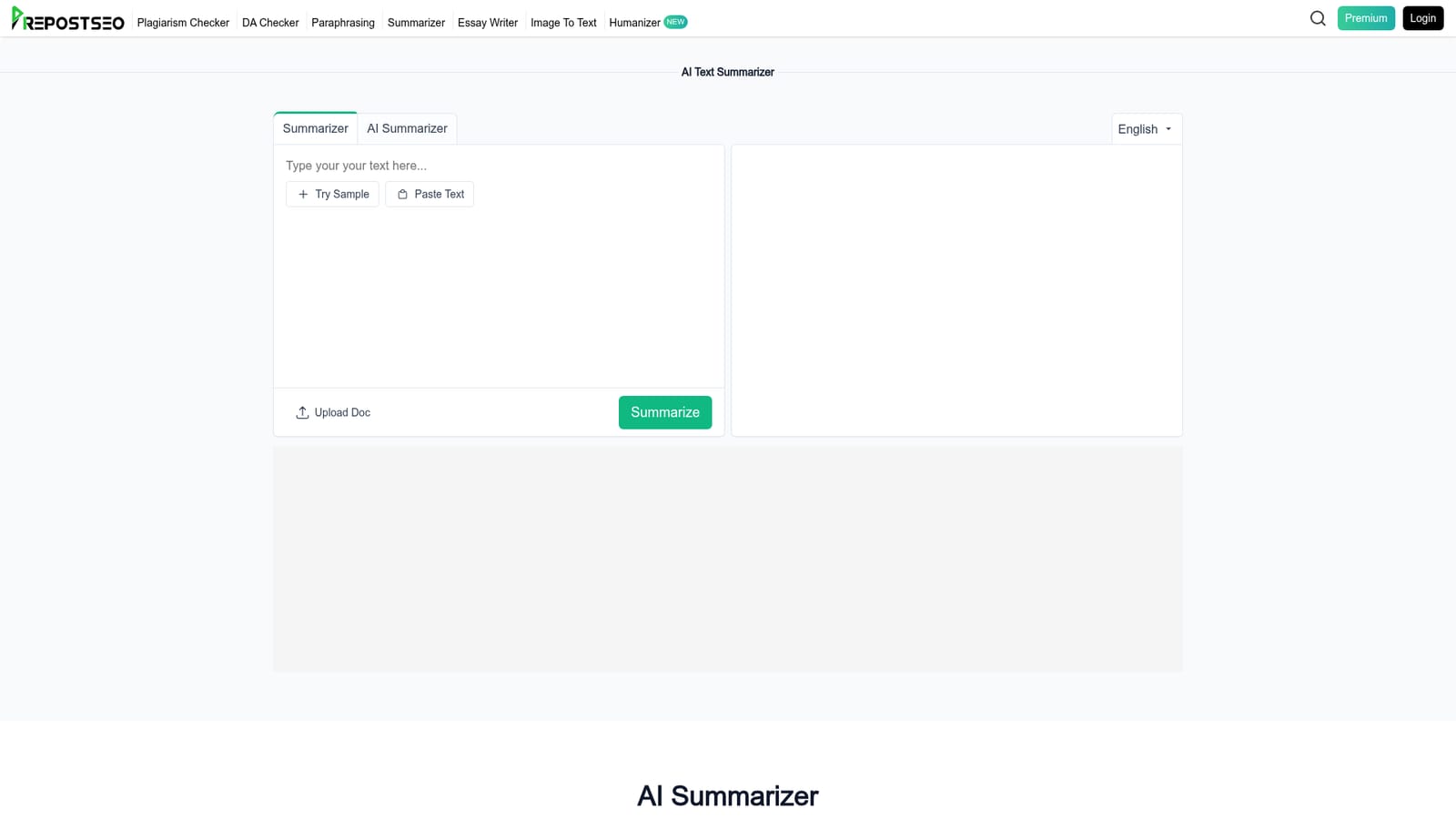 RepostSEO Summarizer — Open the summarizer