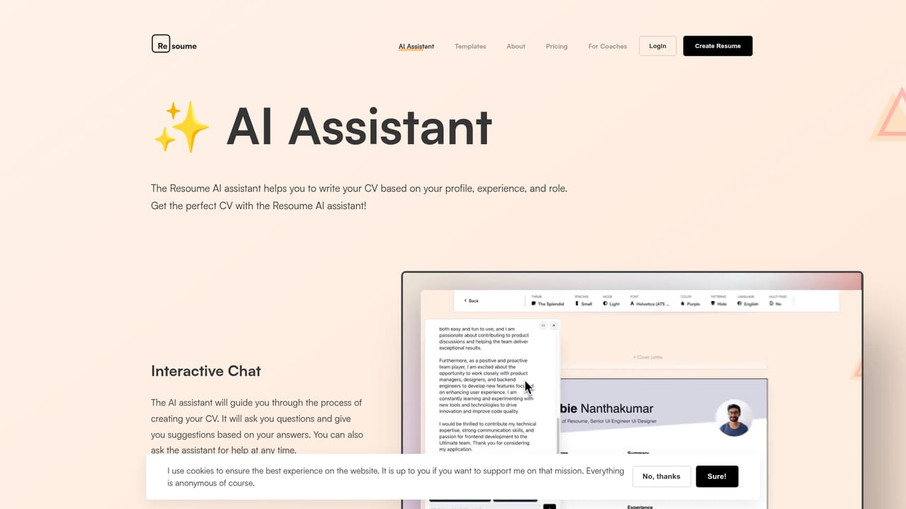Resoume — Draft the content with the AI assistant
