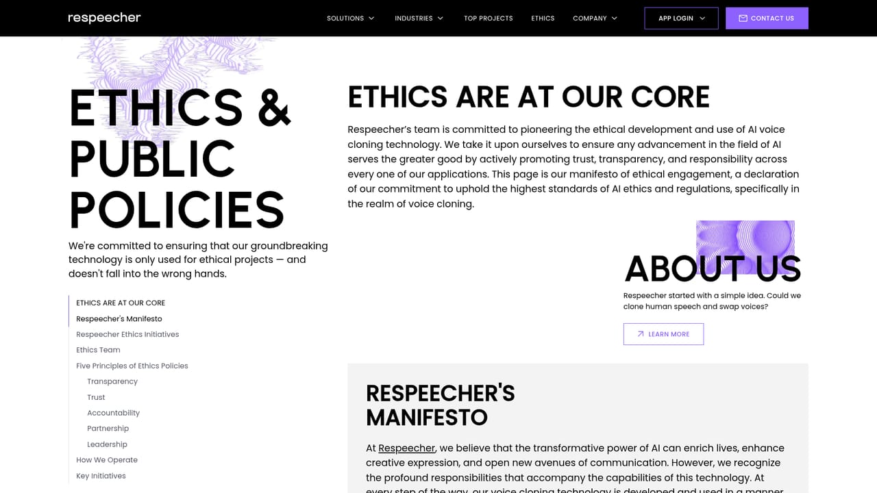 Respeecher — Review the ethics policy before anything else