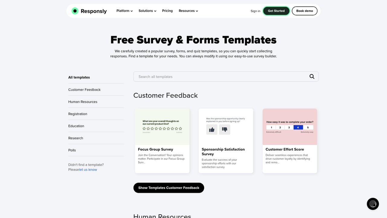 Responsly — Start from a template or generate from a topic