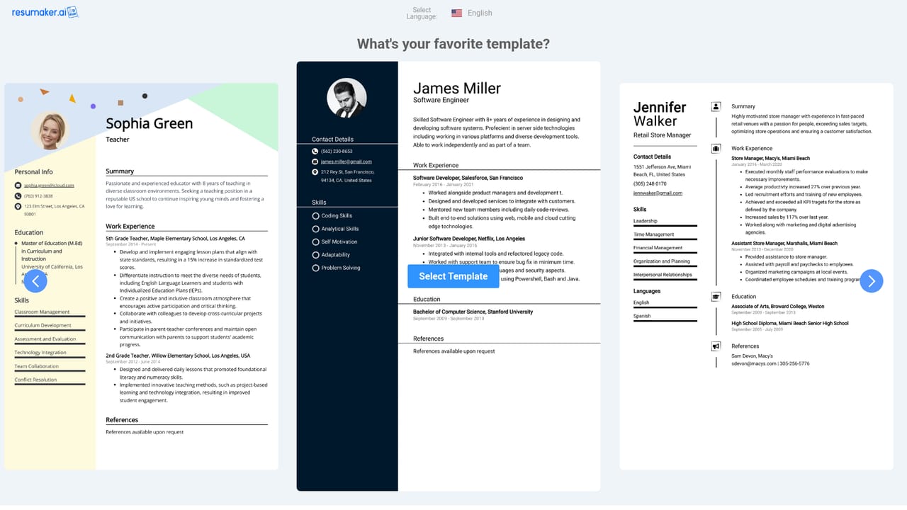 Resumaker — Review the template gallery