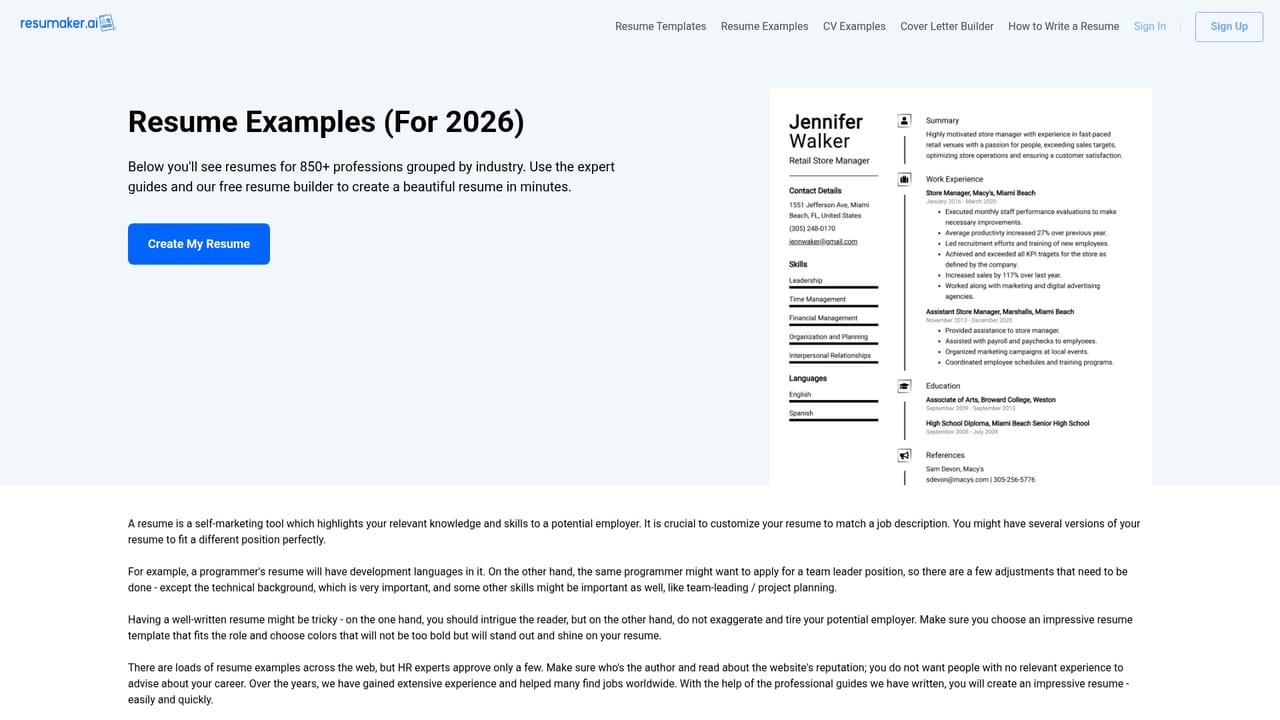Resumaker — Study examples close to your target role