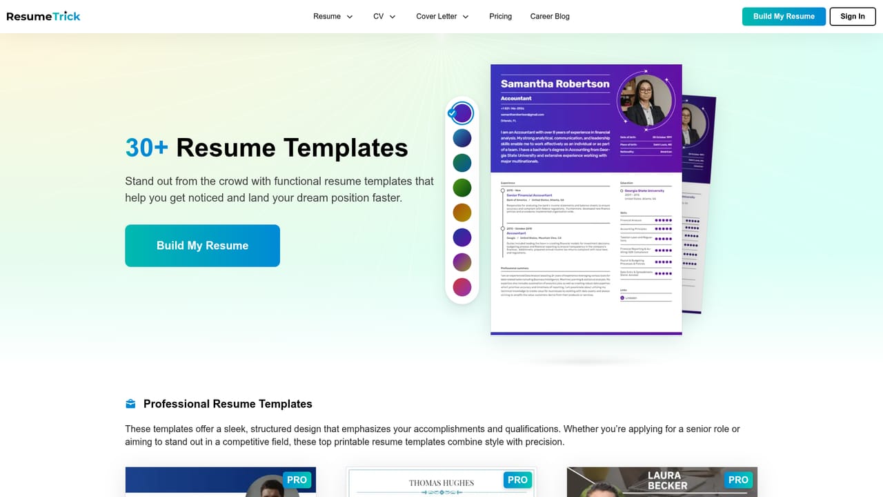 Resume Trick — Pick a resume template