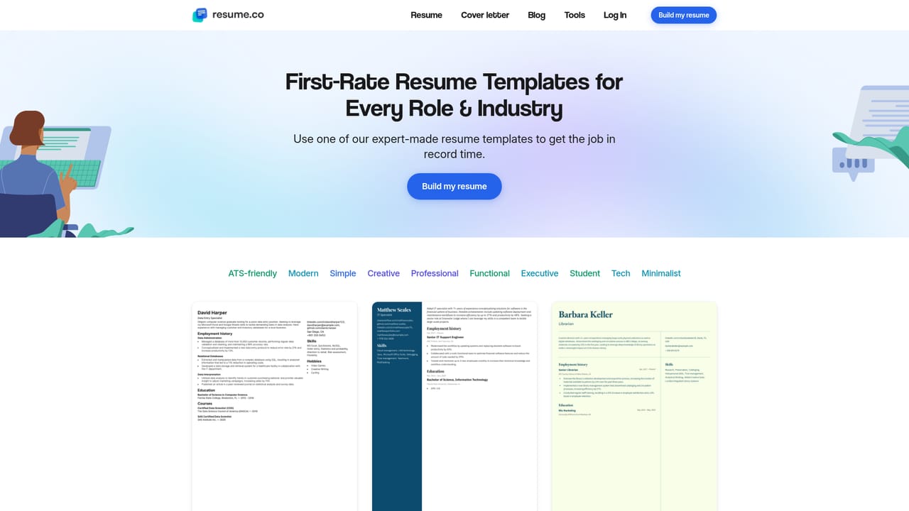 Resume.co — Choose a template that matches the role