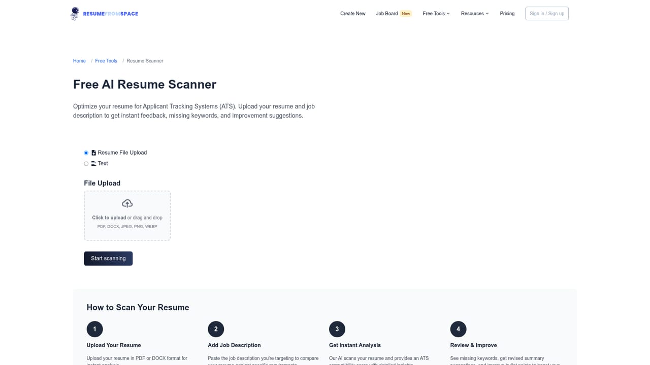ResumeFromSpace — Score the resume before you send it