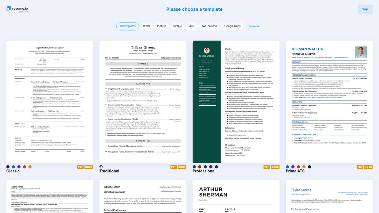 Resume.io — Open the editor