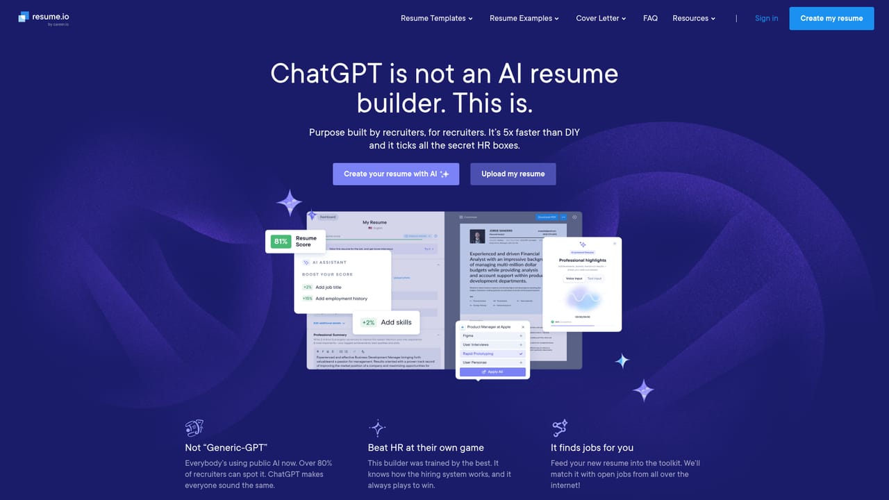 Resume.io — Run the AI writer and review