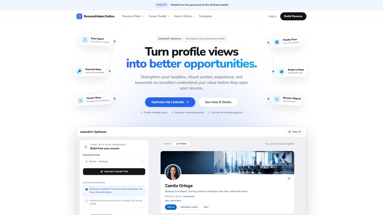 ResumeMaker.Online — Strengthen the profile around the resume