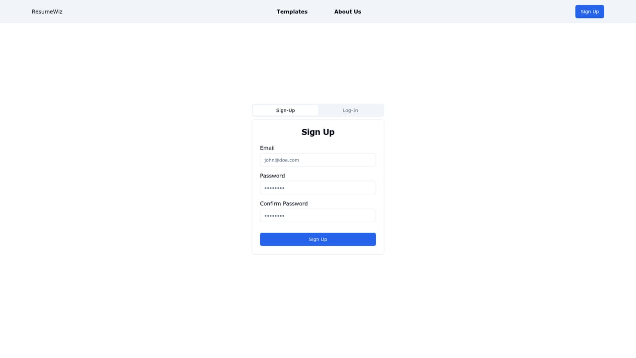 ResumeWiz — Create an account and sign in