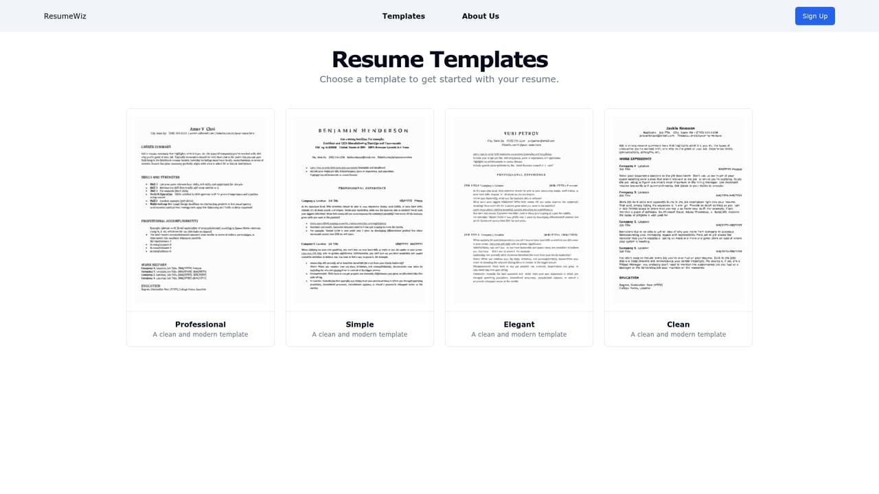 ResumeWiz — Pick a template