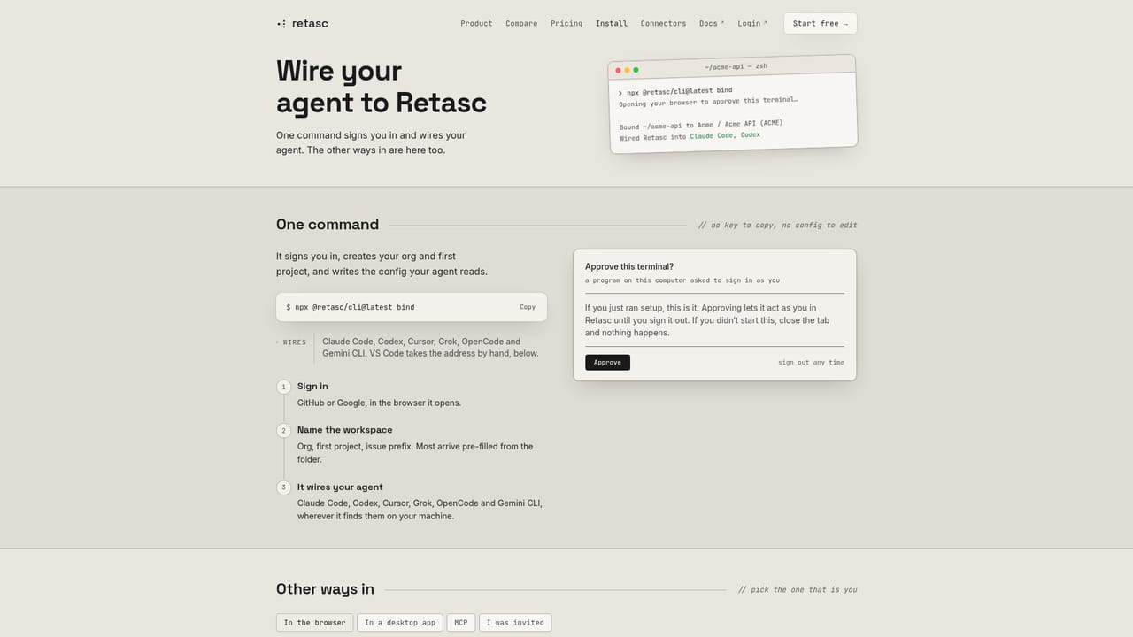 Retasc — Bind your agent