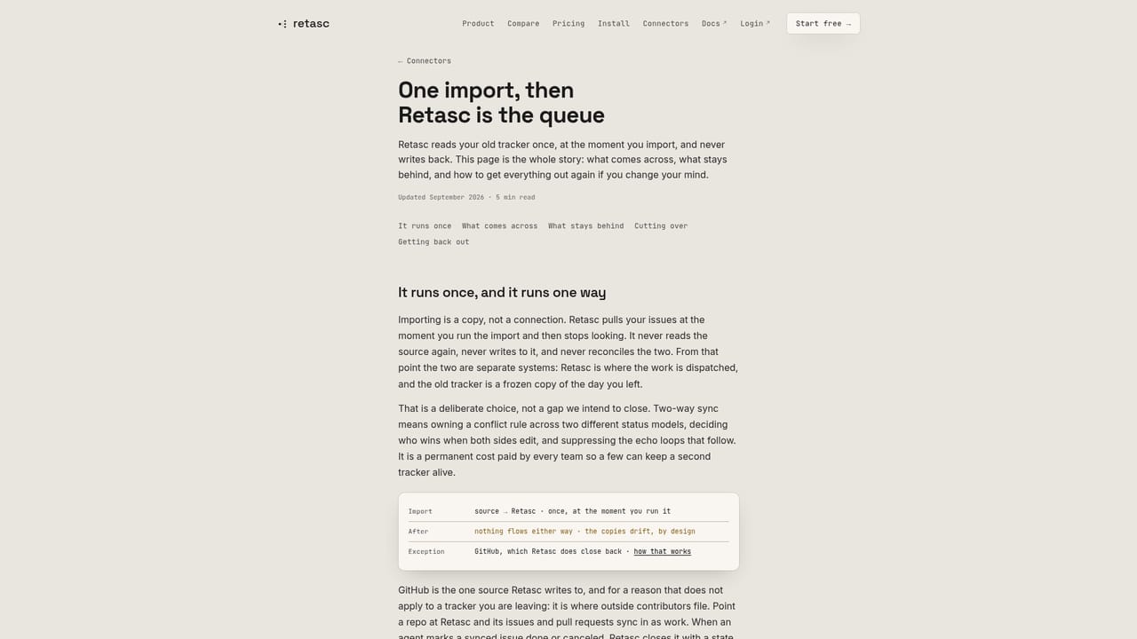 Retasc — Import your backlog