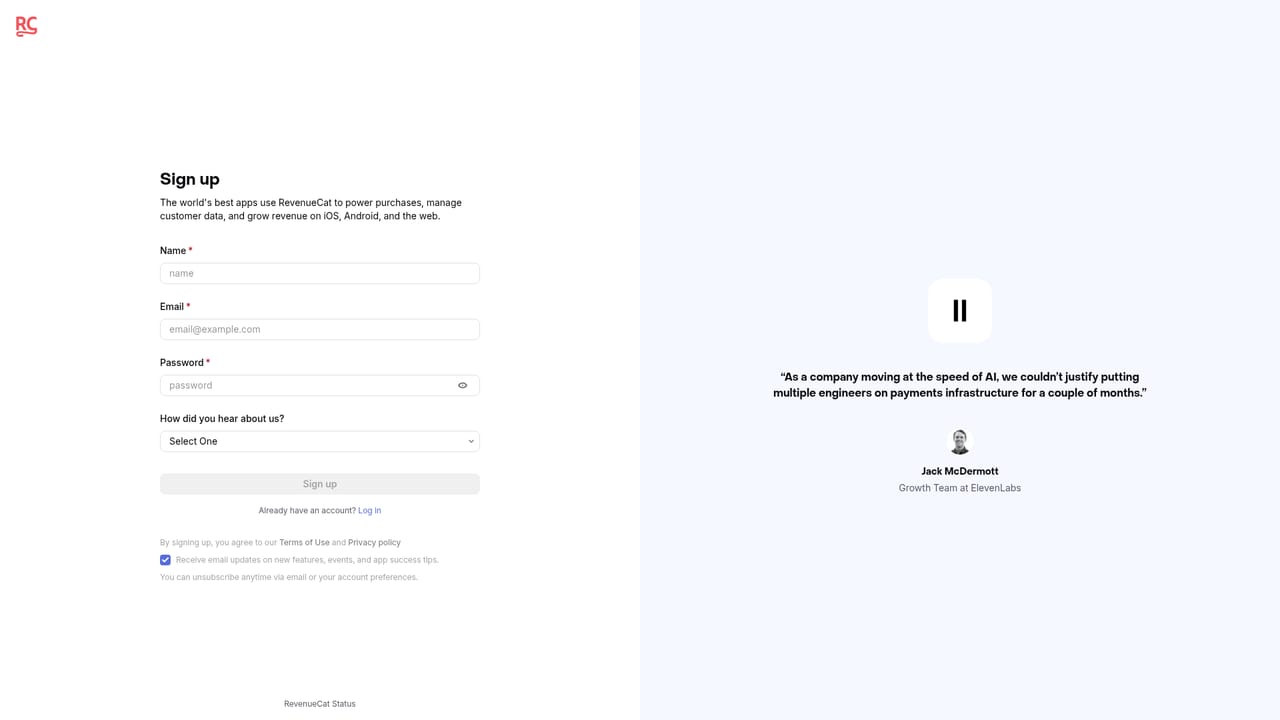 RevenueCat — Create a RevenueCat account