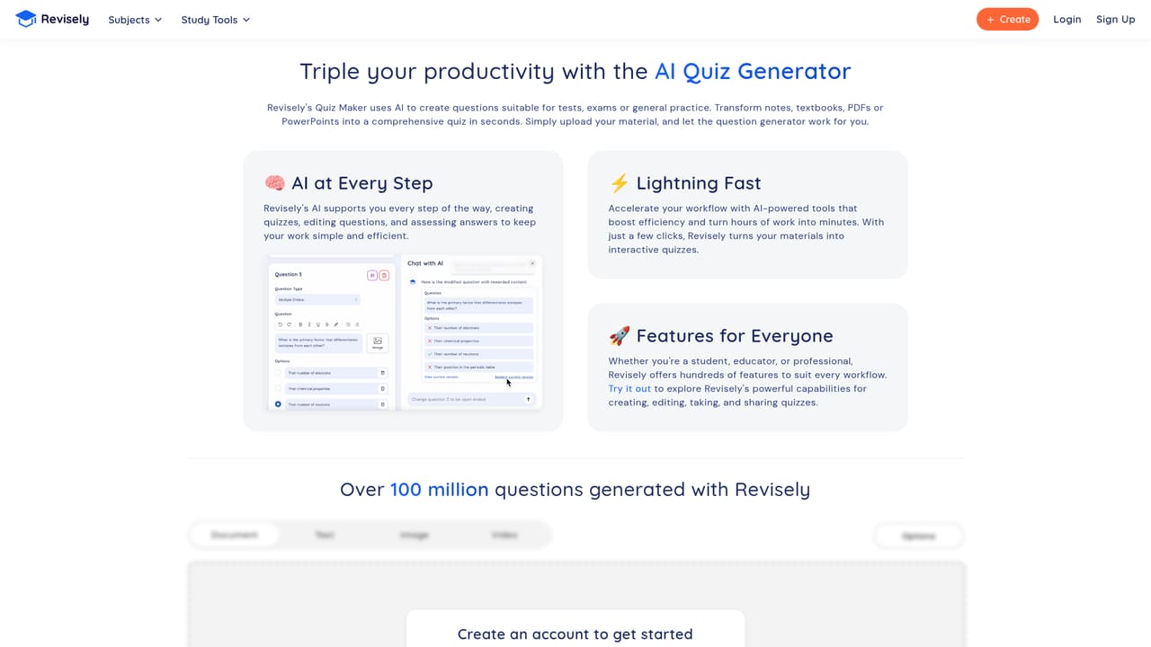 Revisely — Build a quiz from the same material