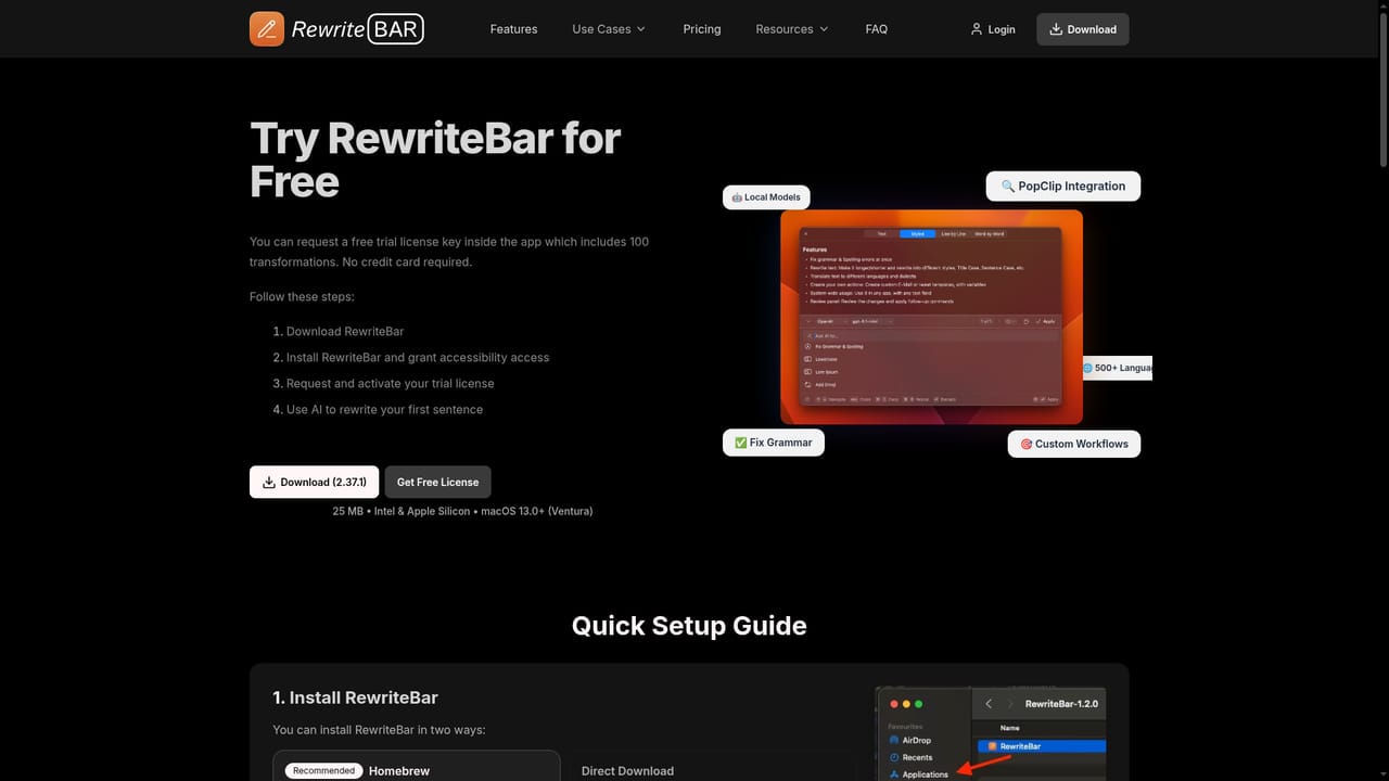RewriteBar — Download the free trial build