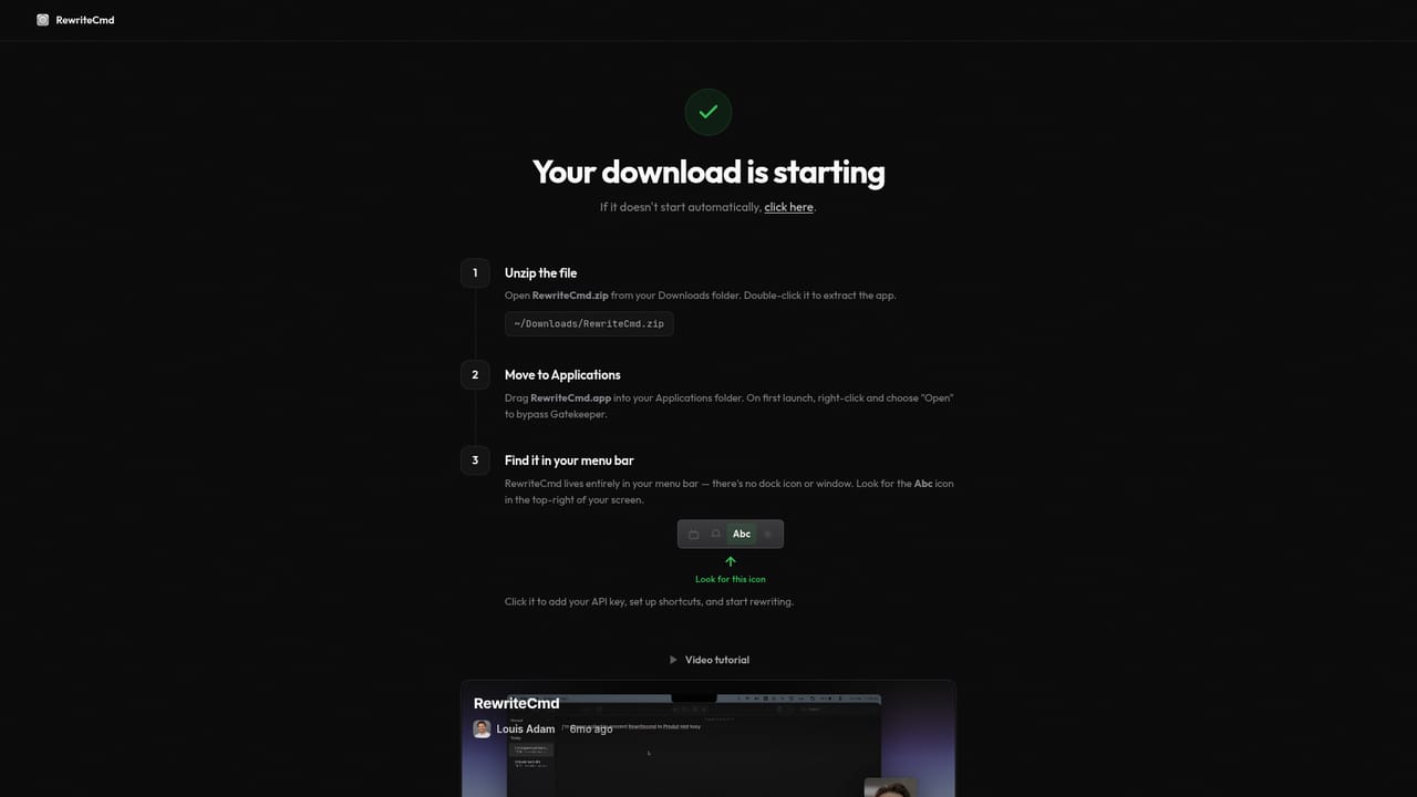 RewriteCmd — Download and install the Mac app