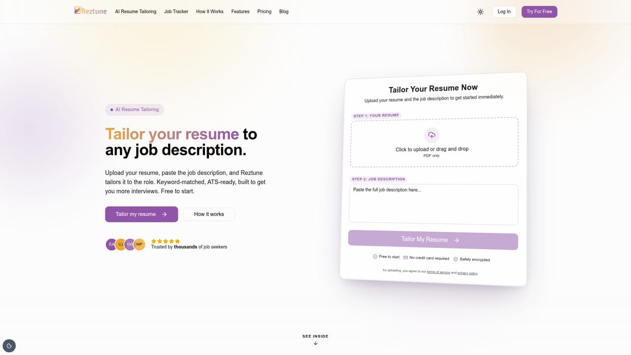 Reztune — Paste the job description you are targeting