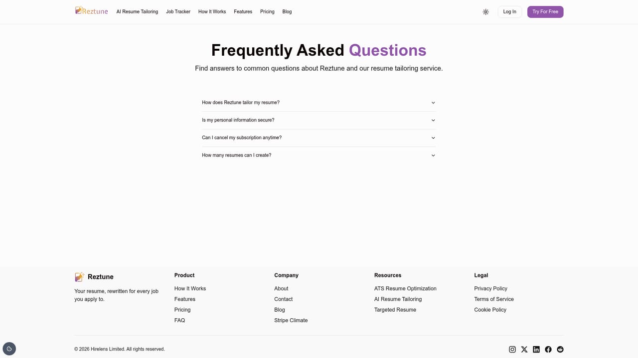 Reztune — Check the FAQ for common questions