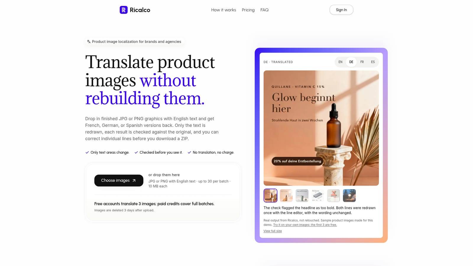 Ricalco — Sign in and upload images