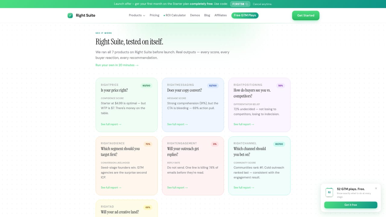Right Suite — See a sample result before signing up