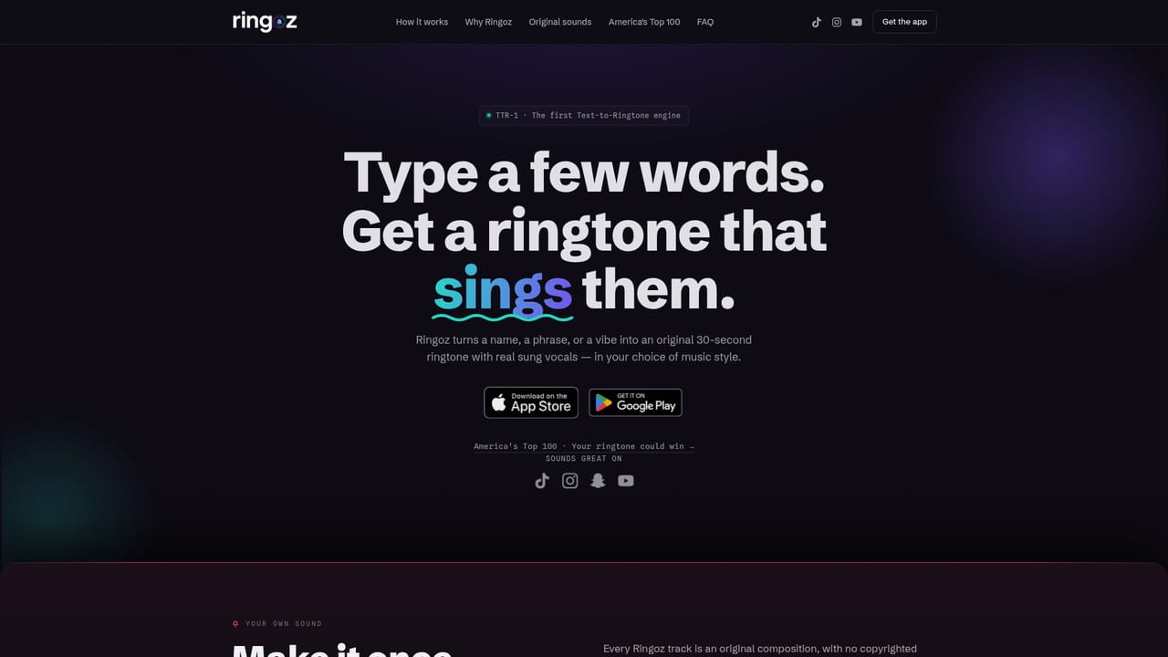Ringoz — Type your name or phrase
