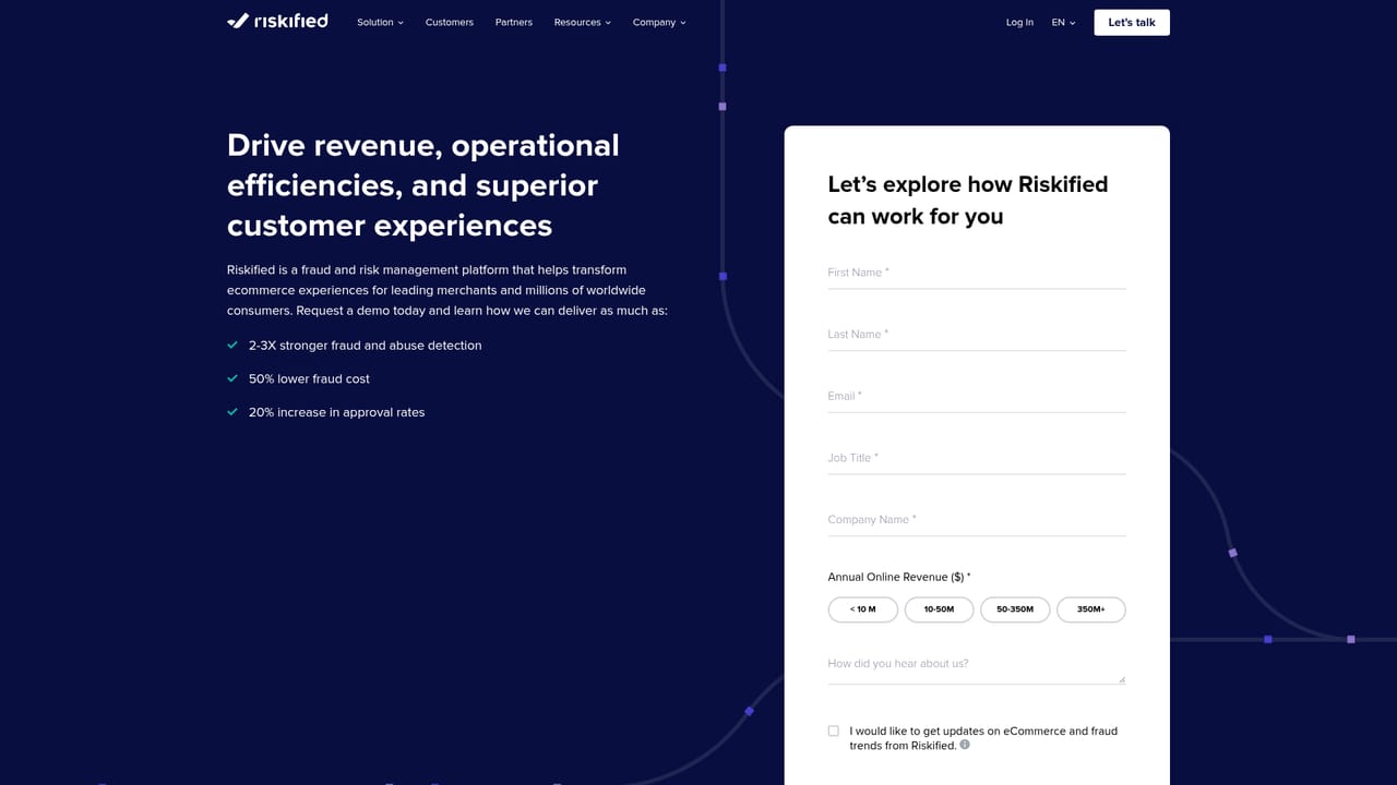 Riskified — Request a demo and outline your fraud profile