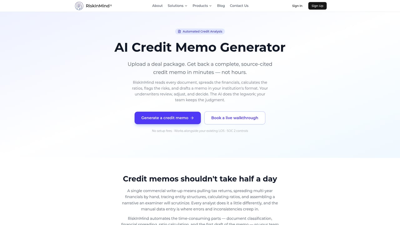 RiskInMind AI — Upload statements and run the credit memo generator