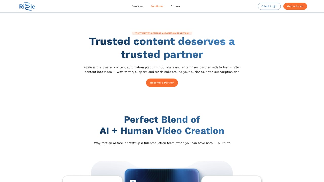 Rizzle — Review the publisher solutions and book a demo
