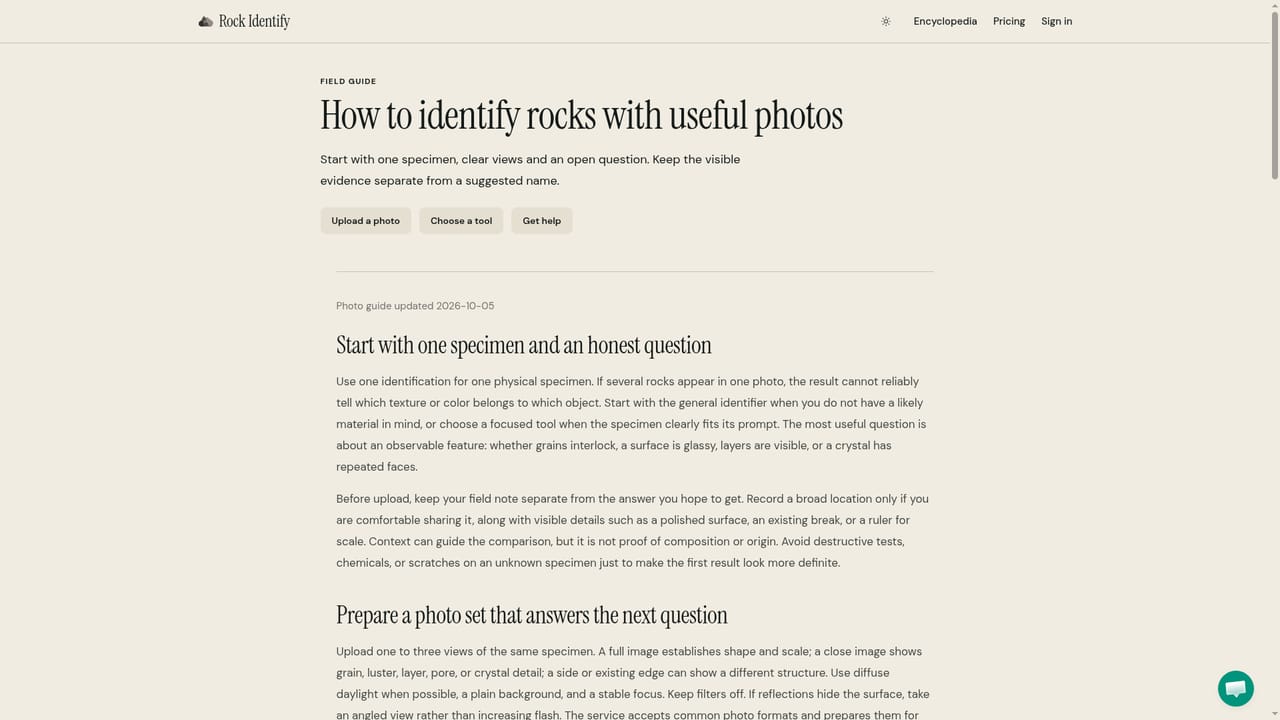 Rock Identify — Read the photo guide before shooting