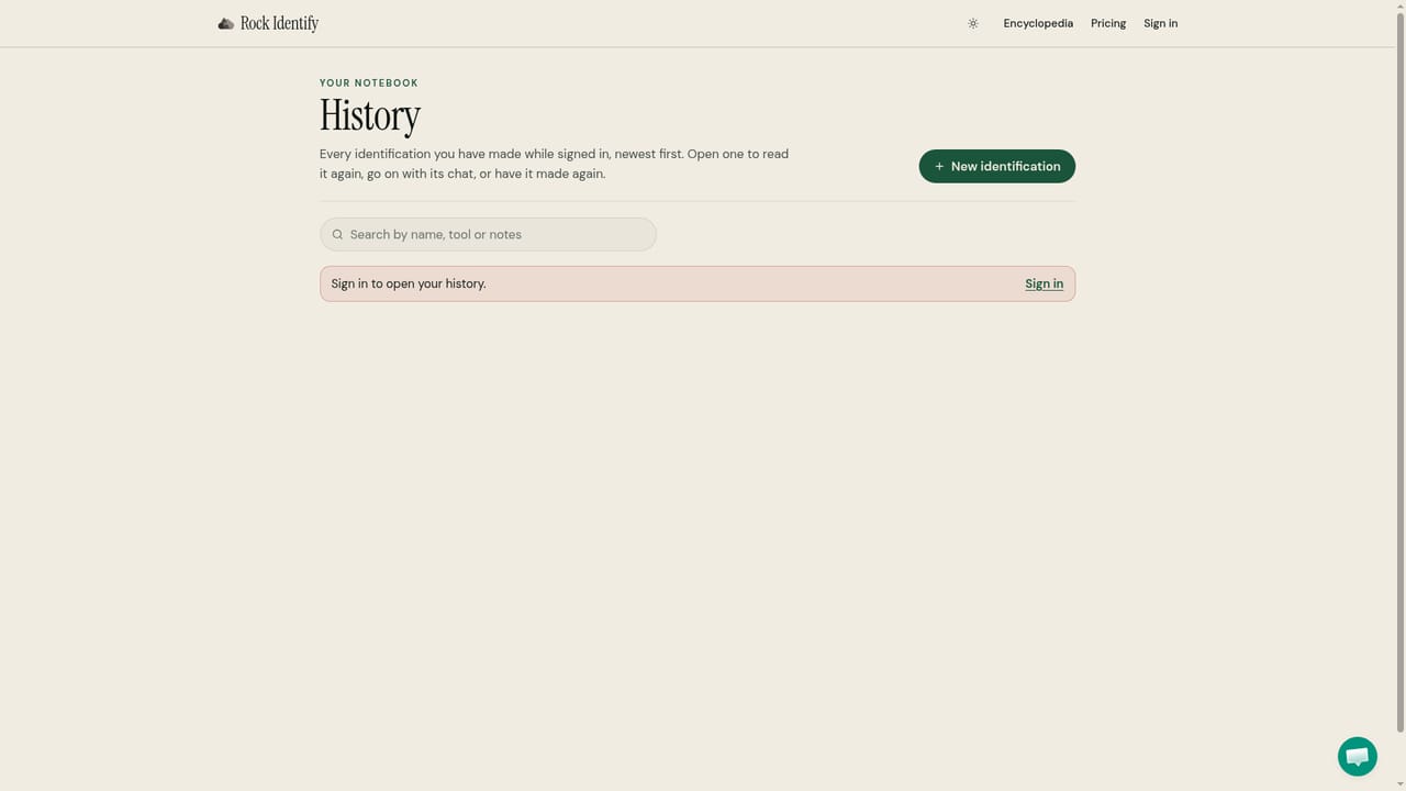 Rock Identify — Save the specimen and revisit your history