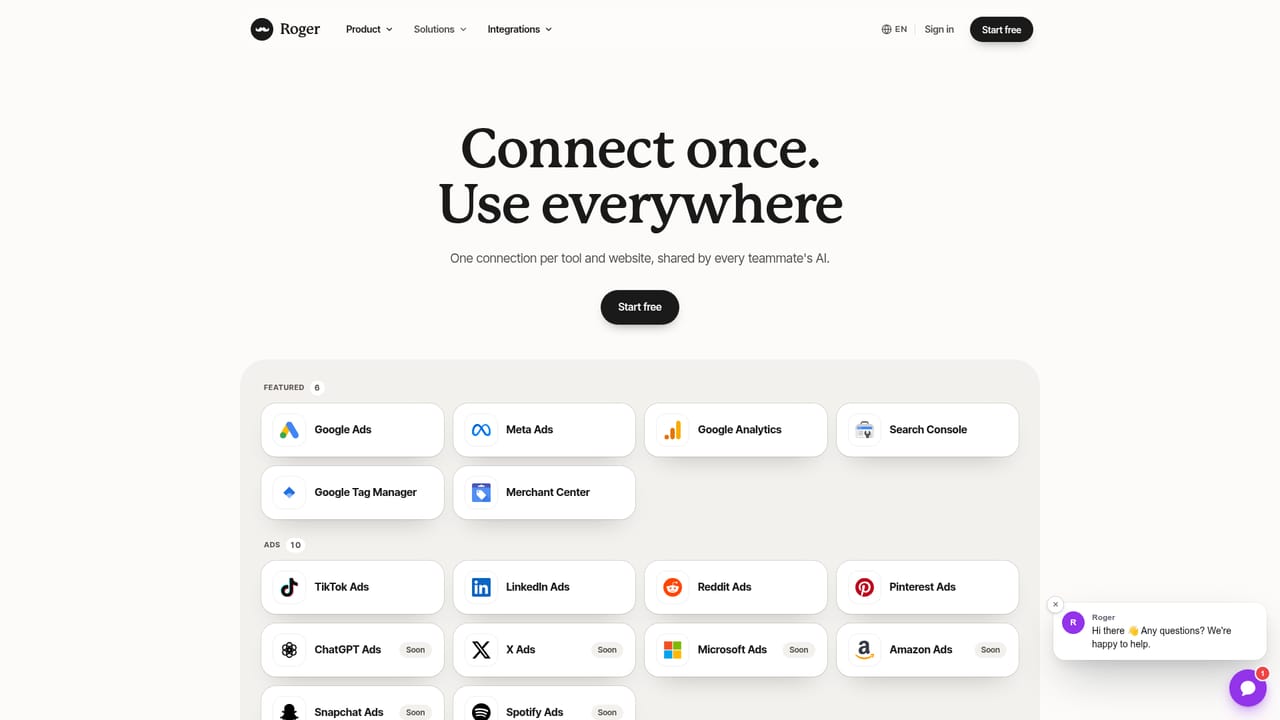 Roger — Connect the marketing stack