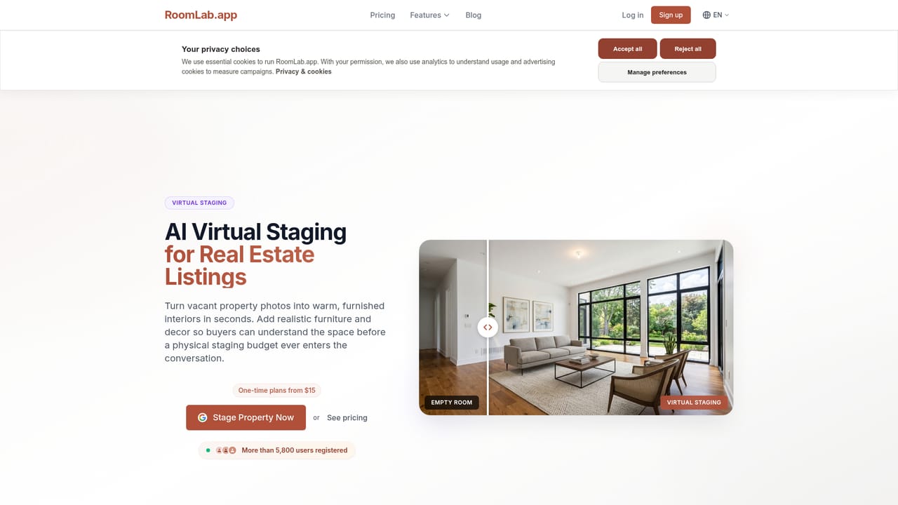 RoomLab.app — Pick a mode