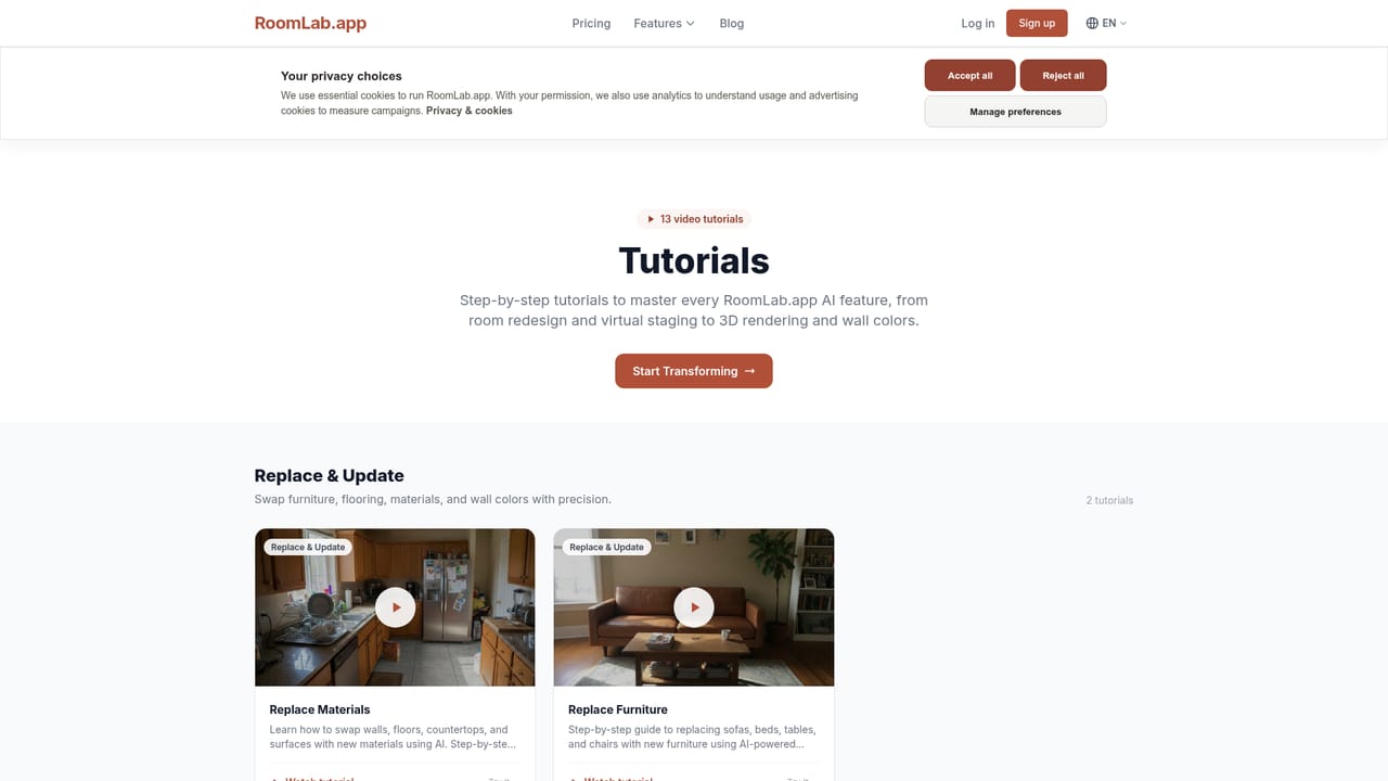 RoomLab.app — Watch the video tutorials