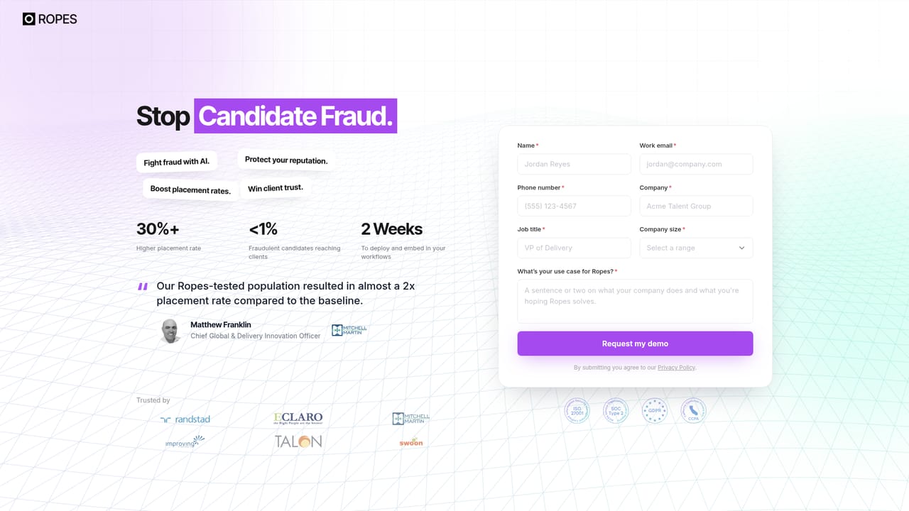 Ropes AI — Book a walkthrough of the platform