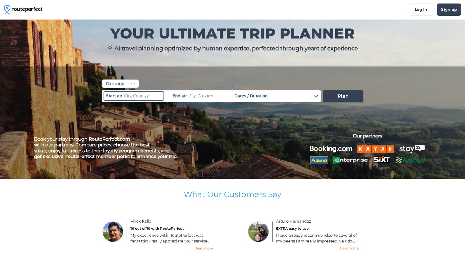 Routeperfect — Open the planner and set your starting point