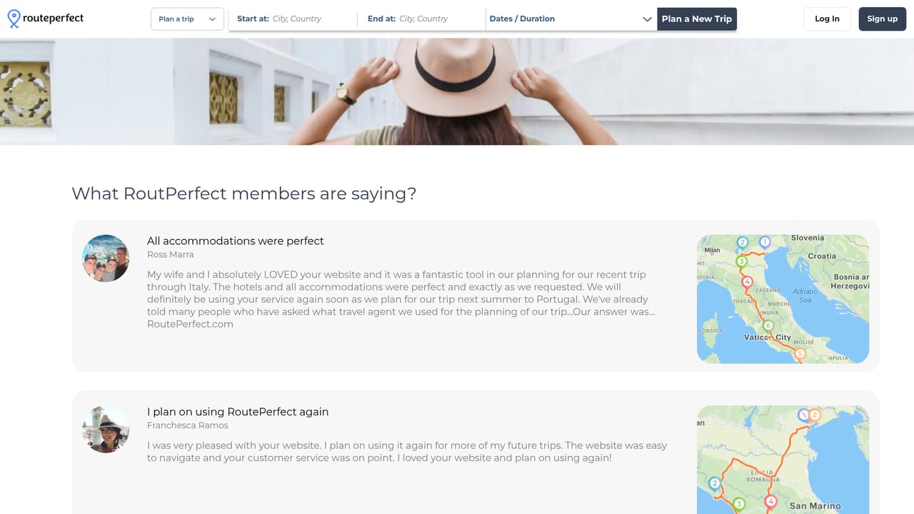 Routeperfect — Read traveler testimonials before you commit