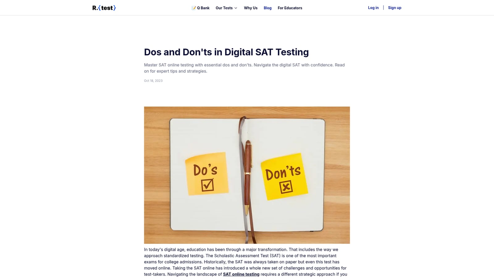 R.test — Pick your exam