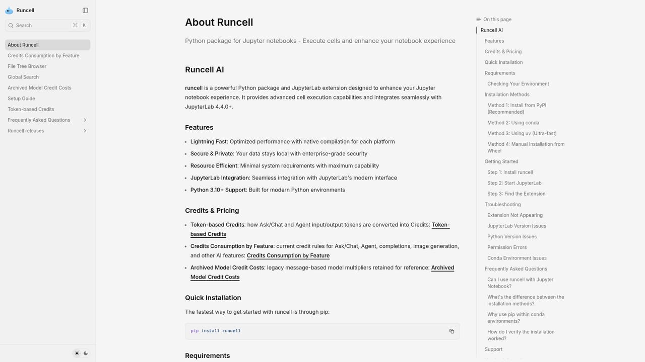 Runcell — Consult the documentation