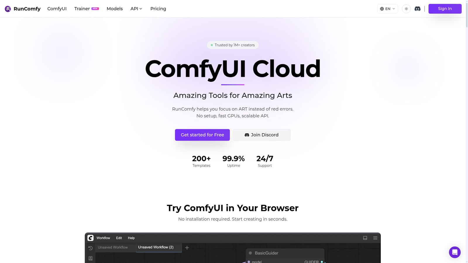 RunComfy — Create a free account and open the cloud workspace