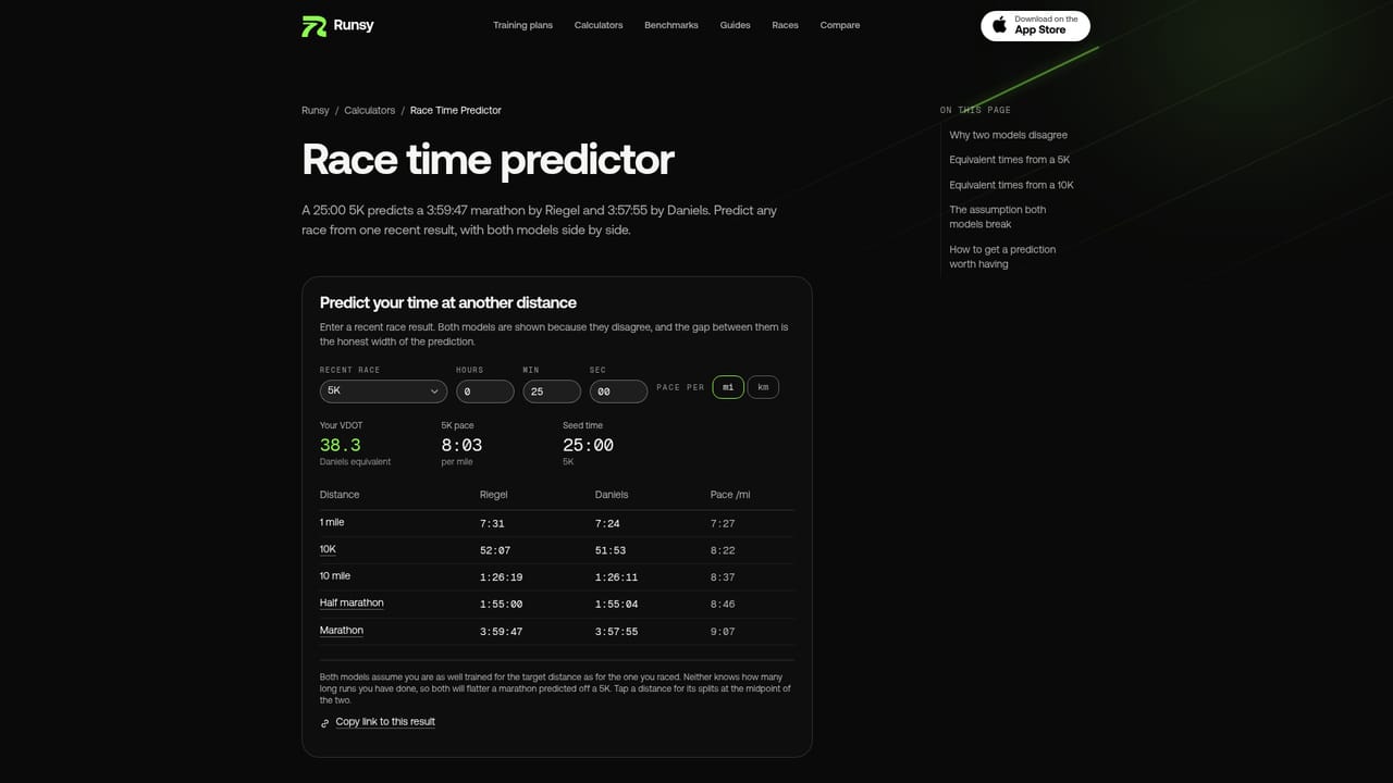 Runsy — Preview free plans and predictions