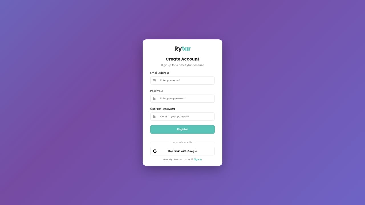 Rytar — Create a free account