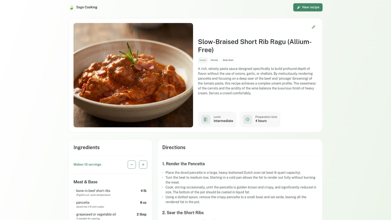 Sage Cooking — Compare against the public gallery
